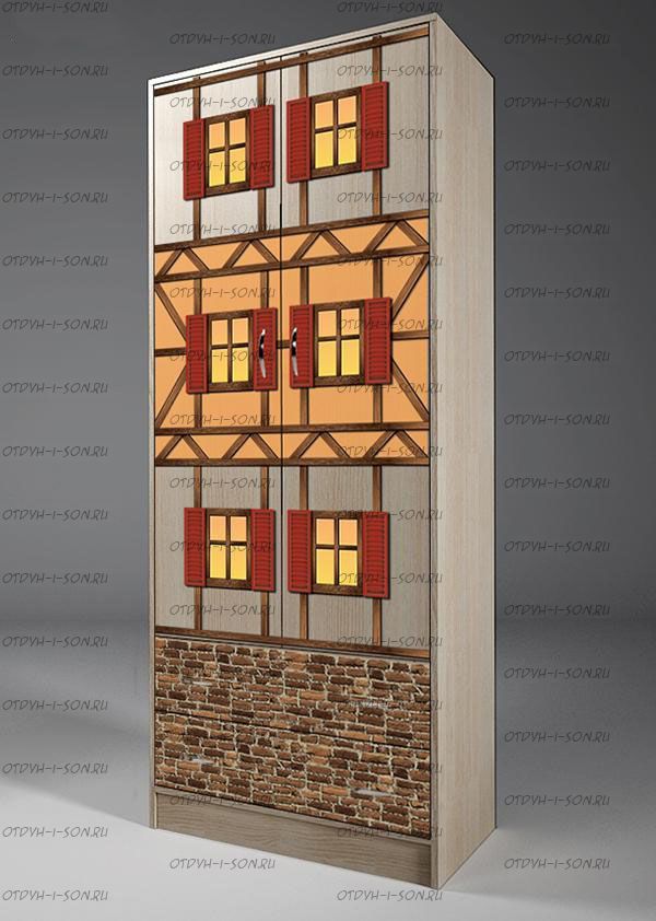 Шкаф 2-дверный Фанки Кидз Домик, арт. 13/3 (75х52х200)