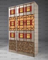 Шкаф 3-дверный Фанки Кидз Домик, арт. 13/10+13/3 (114х52х200)