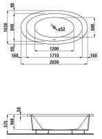 Встраиваемая ванна Laufen IL Bagno Alessi One 203x102 схема 1