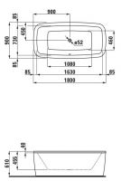 Акриловая ванна Laufen Palomba 180х90 2.3180.0 схема 3