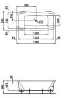 Ванна с подсветкой Laufen Palomba 180x90 2.3280.1 схема 2