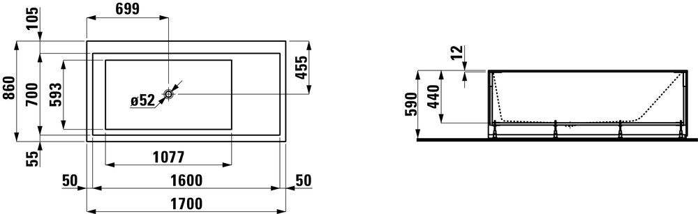 Ванна с подсветкой Laufen Kartell 170x86 2.2433.6 схема 3