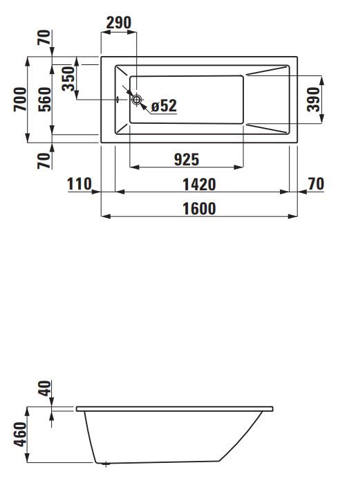 Акриловая ванна Laufen Pro 160х70 2.3395.0 ФОТО