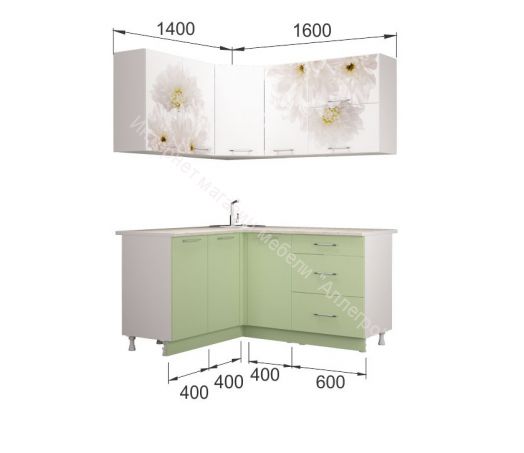 Кухонный гарнитур "Флоренс ГРИН" угловая