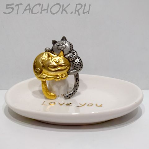 Брошь "Два кота-толстяка" (Danecraft США)
