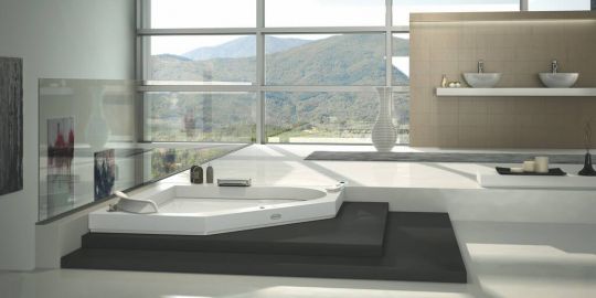 Ванна с подсветкой Jacuzzi Aura Corner 140 Corian 144x144 схема 1