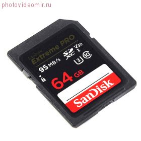 Карта памяти SDXC 64GB Sandisk Extreme Pro V30 UHS-I U3 (95/90 Mb/s)