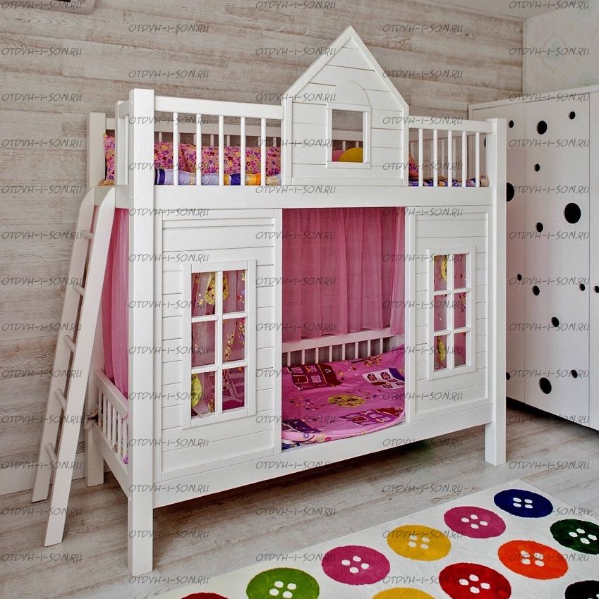 Кровать двухъярусная Домик Теремок №4