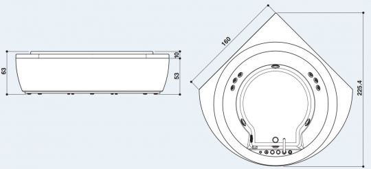 Ванна с подсветкой Jacuzzi Nova Corner 160x160 схема 2