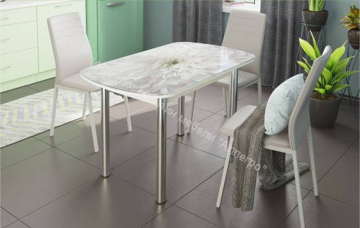 Стол овальный "Бостон" Флоренс/хром брифинг