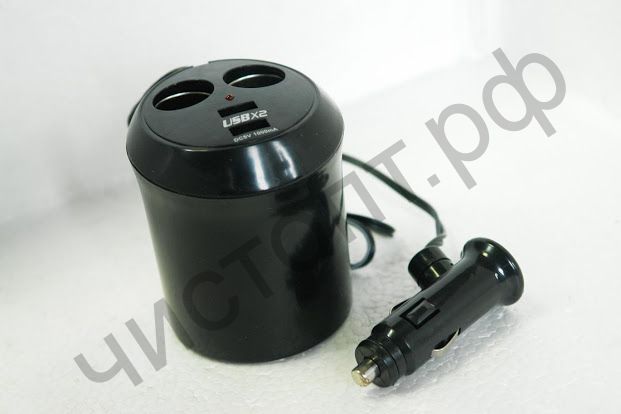 Разветвитель прикуривателя WF-0309 WF-6028 (2 выхода + 2USB) в подстаканник