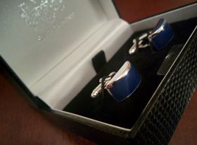 Серебряные английские запонки с лазуритом Heart of Stone HEART OF STONE .925 SILVER AND LAPIS LAZULI Сердце Камня- Лазурит и серебро , 925 проба
