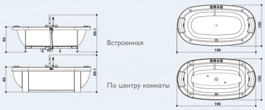Ванна Jacuzzi Anima Design 190x100 схема 2