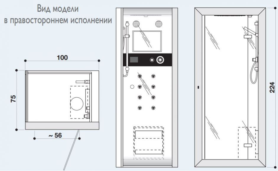 Душевая кабина с сауной Jacuzzi Frame 100х75 ФОТО