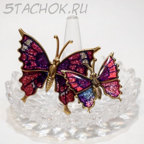 Парные броши "Лиловые бабочки" (США)