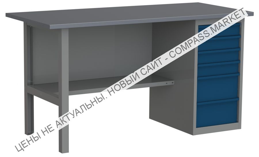 Верстак с одной тумбой на 6 ящиков