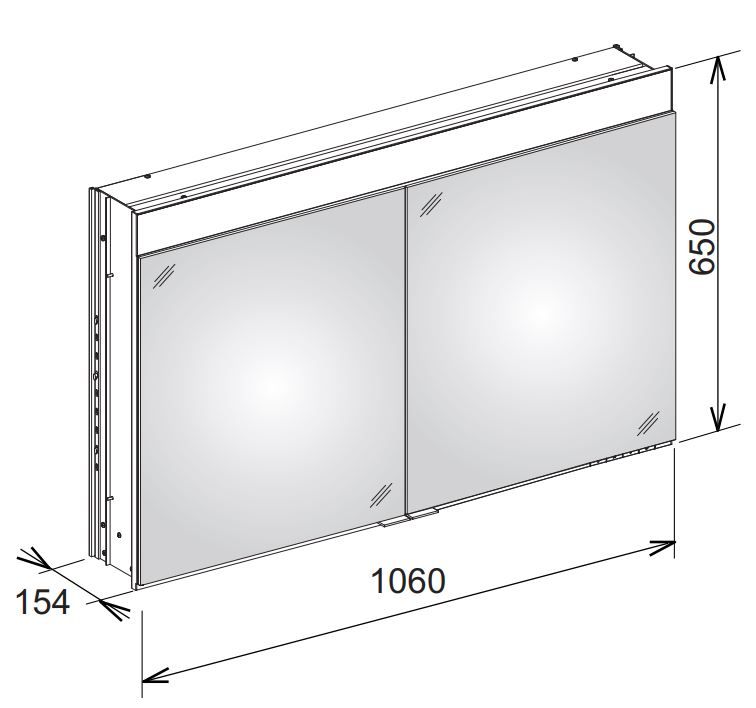 Keuco Edition 400 Зеркальный шкаф для встраиваемого монтажа 21512 106х65 схема 1
