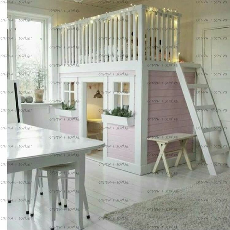 Кровать-чердак Домик Fantasy №28