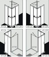 Душевая кабина Kermi Atea угловая или пристенная AT C2R/L схема 2