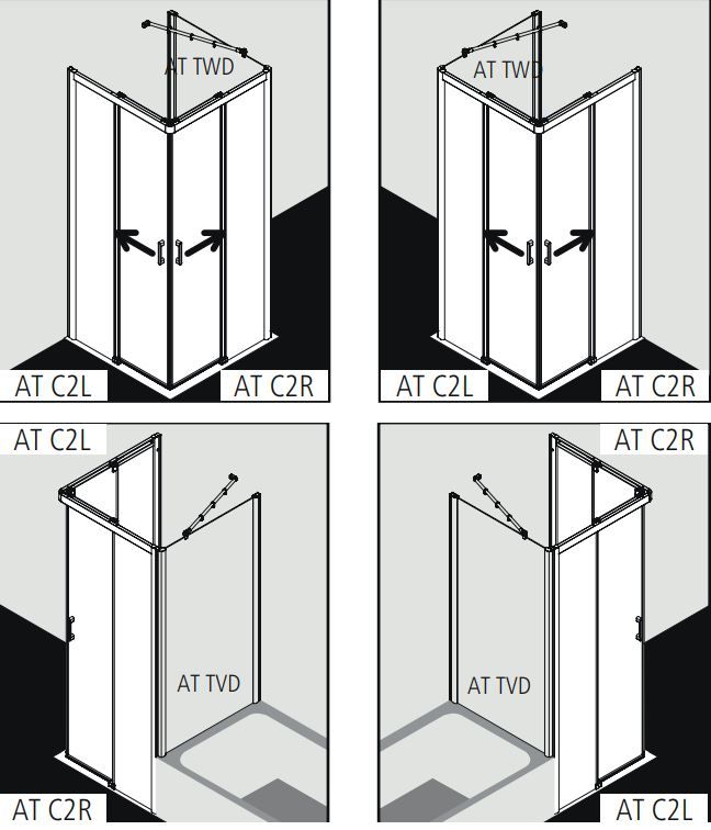 Душевая кабина Kermi Atea угловая или пристенная AT C2R/L схема 2
