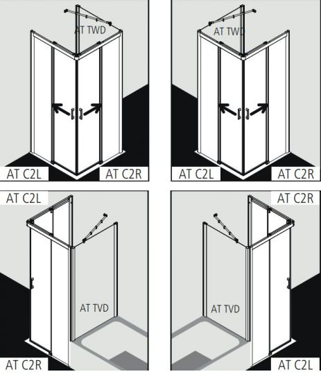 Душевая кабина Kermi Atea угловая или пристенная AT C2R/L ФОТО