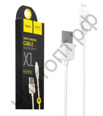 Кабель USB - Apple 8 pin HOCO X1 Rapid series, 1.0м, круглый, 2.1A, силикон, белый