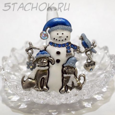 Брошь "Снеговичок с друзьями" (KC США)