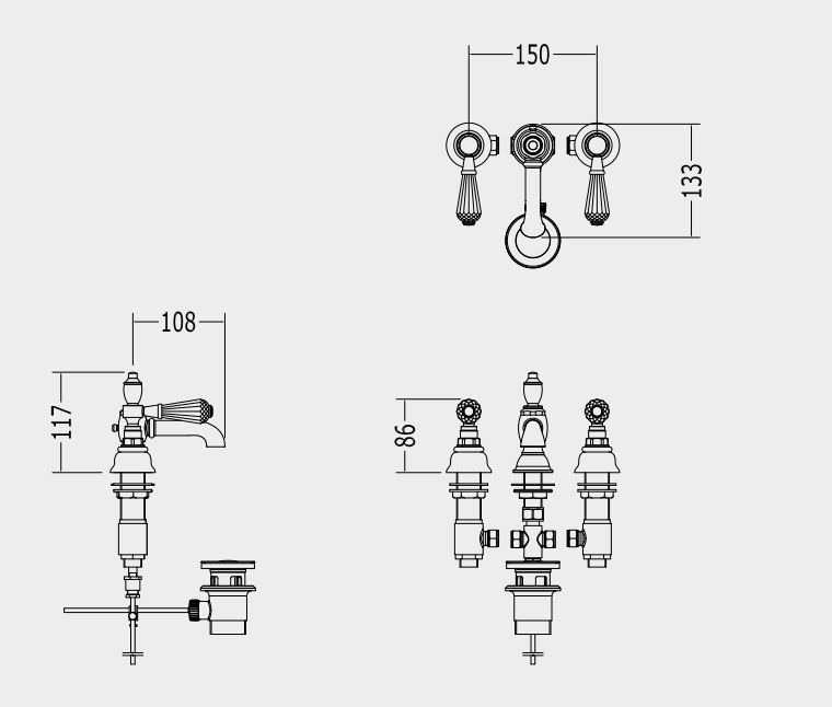 Devon&Devon Antique Precious Lever смеситель для биде ADAPL14 ФОТО