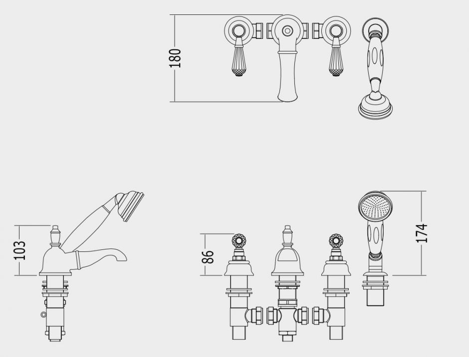 Смеситель для ванны и душа Devon&Devon Antique Precious Lever adapl48 ФОТО