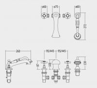 Смеситель для ванны и душа Devon&Devon Coventry marf364 схема 1