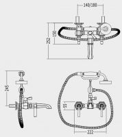 Смеситель для ванны и душа Devon&Devon Jubilee Black Lever adjbl34 схема 1