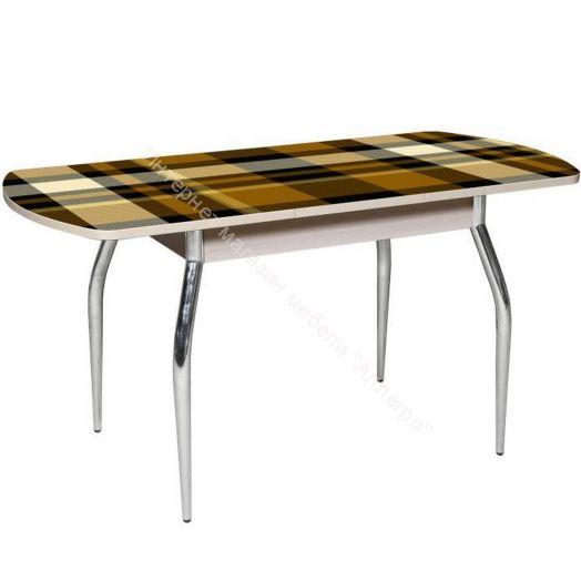 Стол раздвижной "Грация" (1,45) Беленый дуб/Фотопечать Клетка