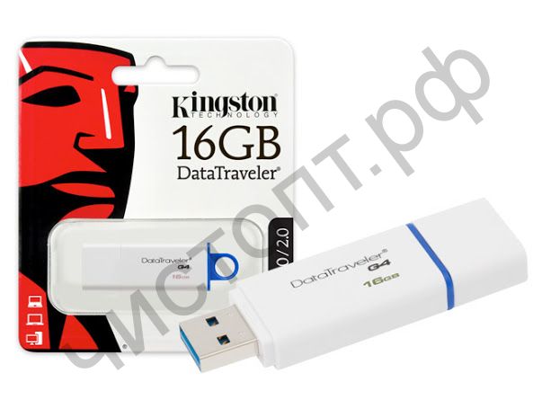 флэш-карта USB 3.0 Kingston 16GB DTIG4  белый/синий