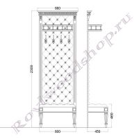Стойка с вешалами и банкеткой. Модуль 2. Габариты.