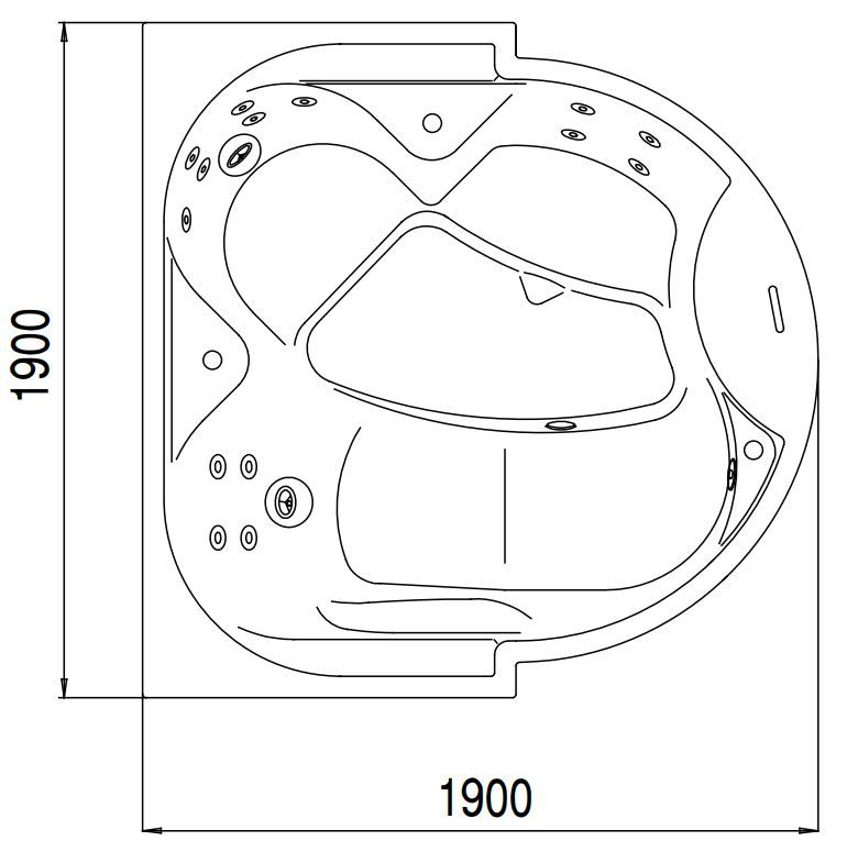 Спа бассейн Hoesch Ontario 190х190 670360 схема 1