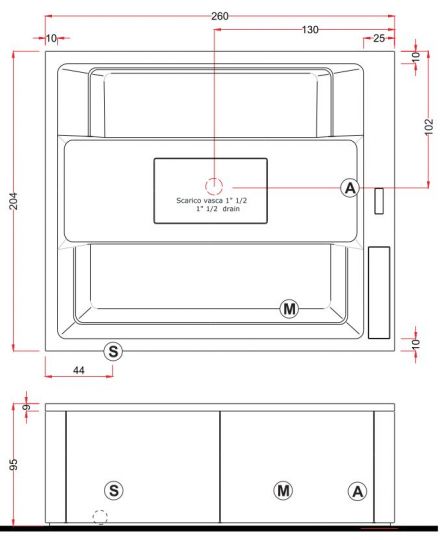 Спа бассейн Gruppo Treesse Maya 260х205 V232l схема 3