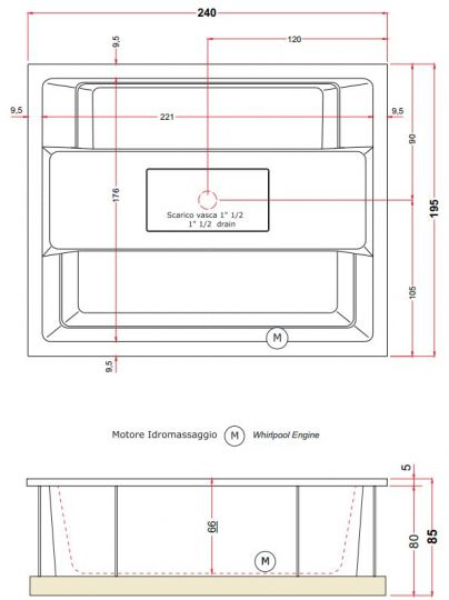 Спа бассейн Gruppo Treesse Rest 240х195 V192H схема 4