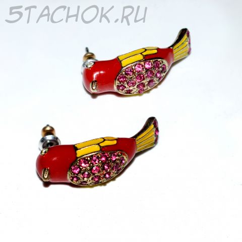 Серьги-гвоздики "Экзотическая птичка" (США)