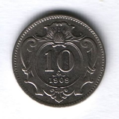 10 геллеров 1909 г. Австрия AUNC
