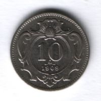 10 геллеров 1909 г. Австрия AUNC