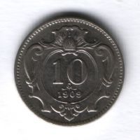 10 геллеров 1909 г. Австрия AUNC