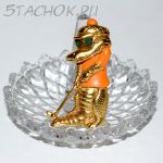 Брошь "Крокодил играет в гольф" цвет античного золота (Danecraft США)