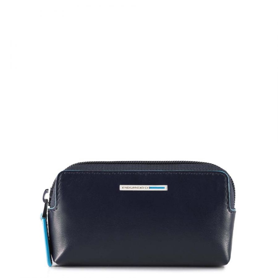 Ключница Piquadro PC4216B2/BLU2 на молнии с двумя кольцами синяя