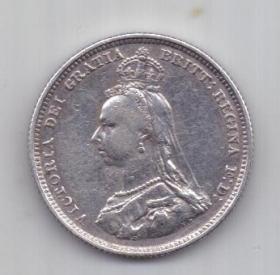 1 шиллинг 1887 г. AUNC. Великобритания