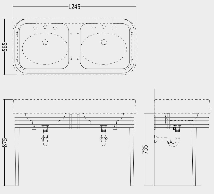 Тумба под раковину Devon&Devon Wide Blues Console 124,5х56,5 схема 1