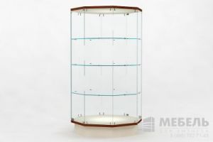 Восьмигранная музейная витрина с полками