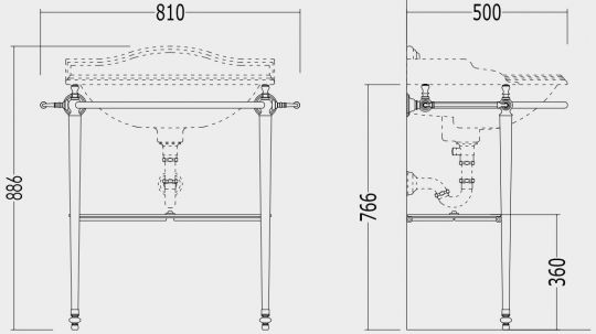 Консоль под раковину Devon&Devon Boston Console 81х50 схема 2