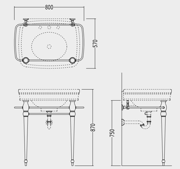 Тумба под раковину Devon&Devon Rose Console 80х57 схема 2