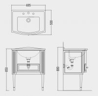 Тумба под раковину Devon&Devon Domino Vanity Unit 69,5х50 схема 2