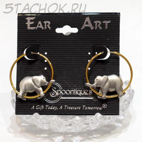 Серьги-кольца "Слоники" (JJ США)